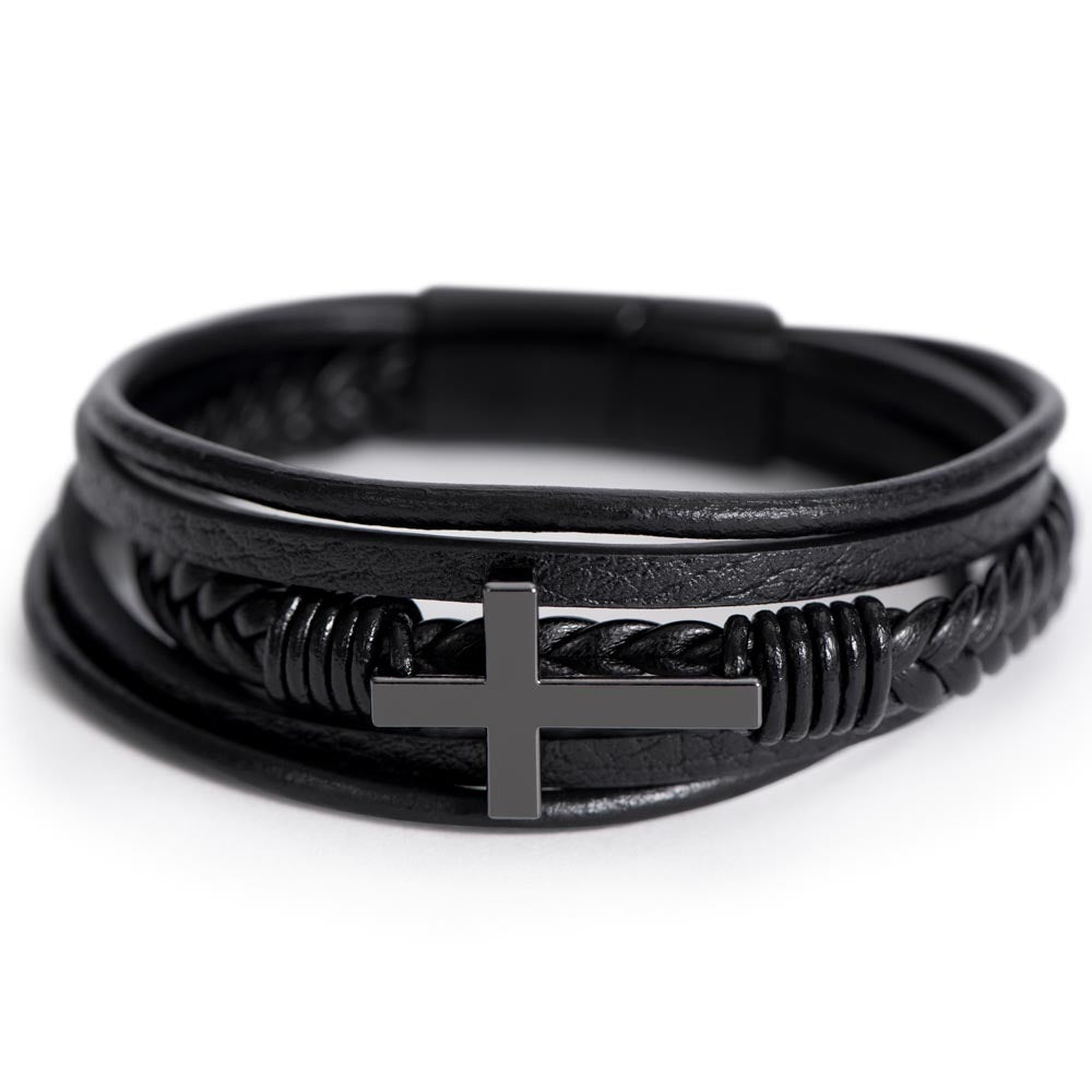 To My Grandson - Cross Bracelet - You Are the Lion Message Card Gift