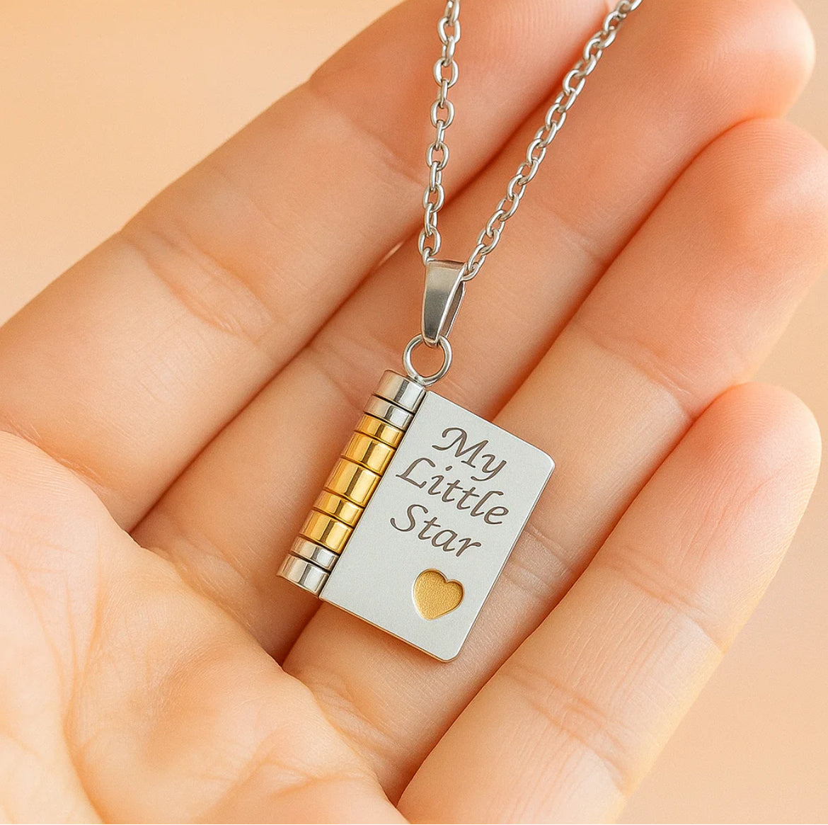 To My Daughter from Dad - My Little Star Book Pendant Engraved Necklace Gift