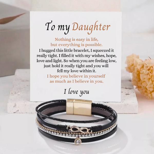 To My Daughter - Layered Bracelet - I Love You More Message Card Gift