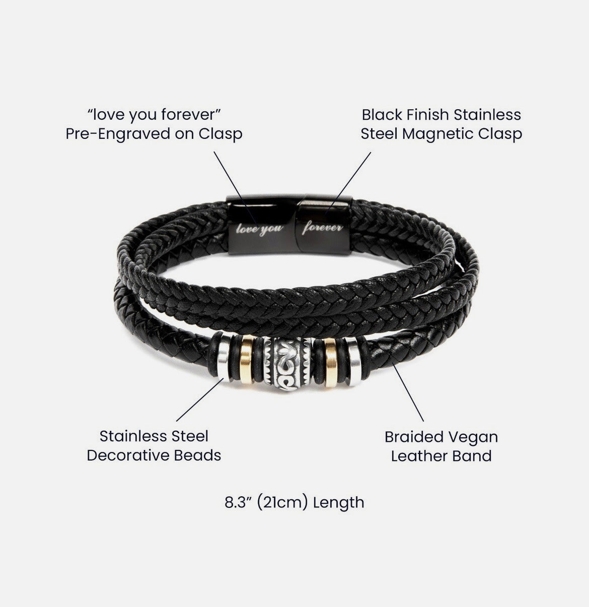 To My Husband - Love You Forever Bracelet - You Are My Rock Gift