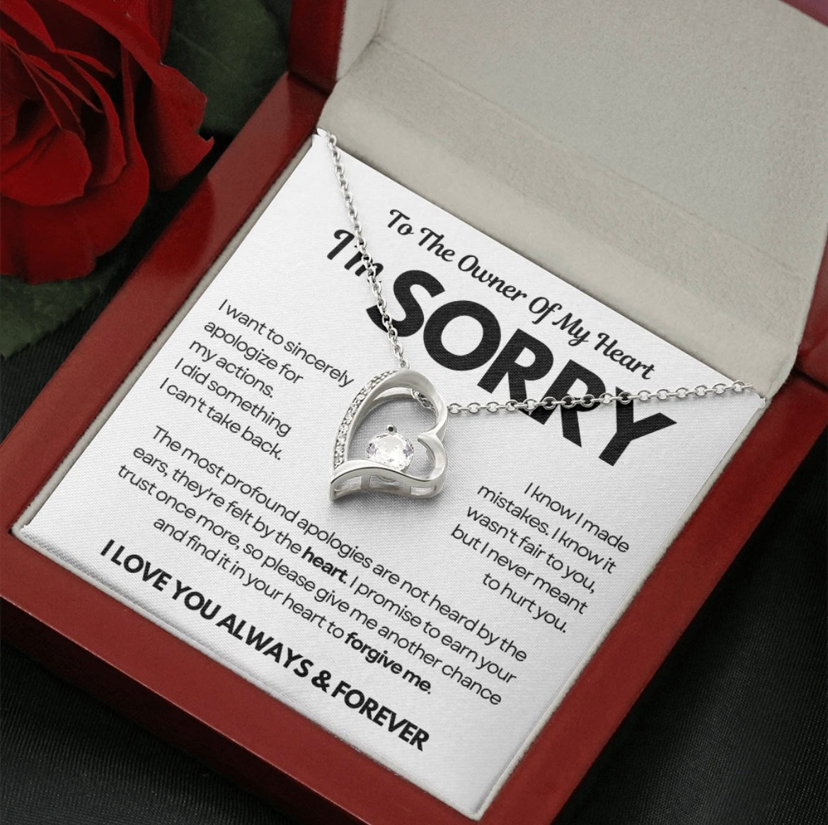 To the Owner of My Heart - Love Heart Necklace - I Am Sorry