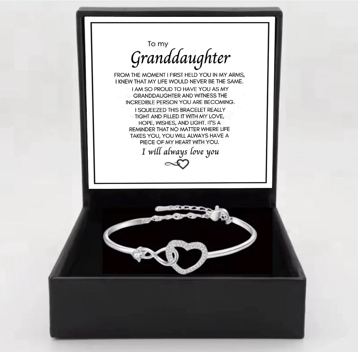 To My Granddaughter - Infinity Heart Bracelet - Forever Linked Together