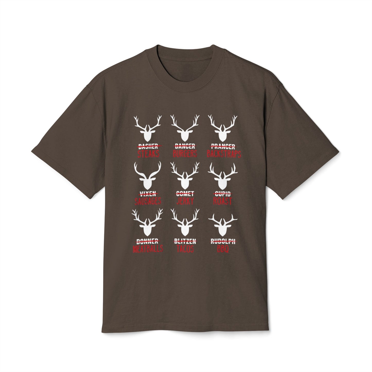 Reindeer Steaks, Jerky & Burgers Hunting Tee - Funny Hunter Christmas T-Shirt