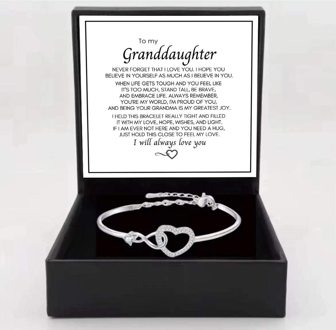 To My Granddaughter - Infinity Heart Bracelet - Forever Linked Together