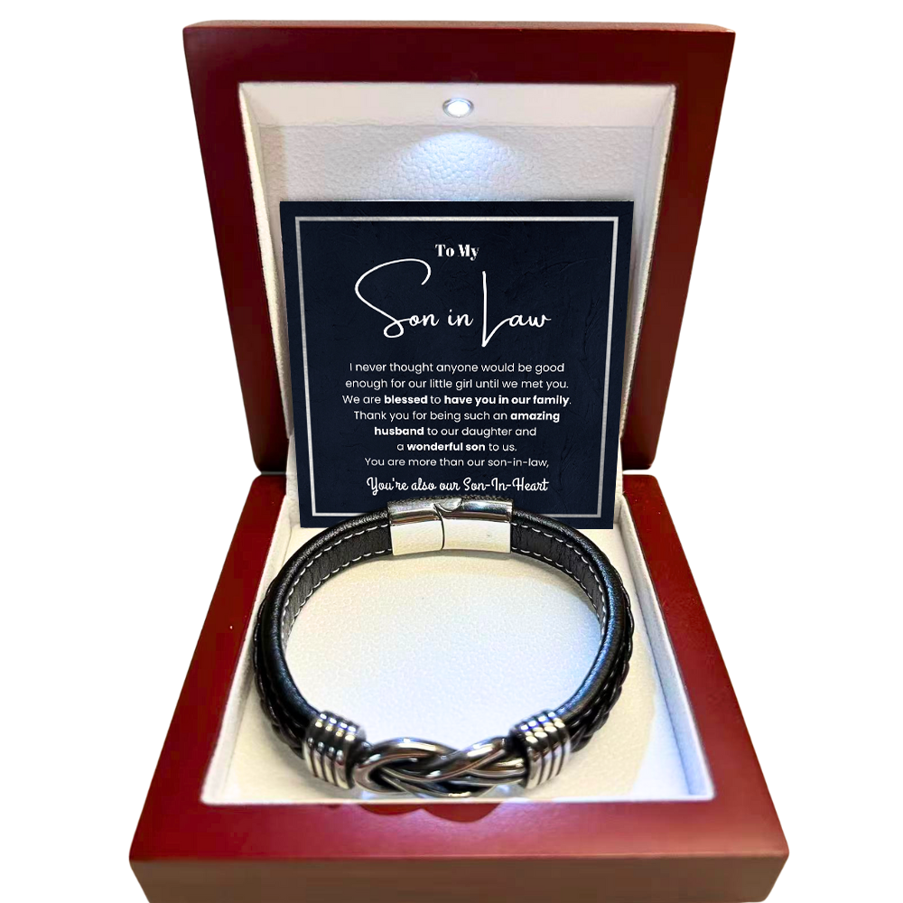 To My Son in Law - Forever Linked Bracelet - Always My Son in Heart Message Card Gift
