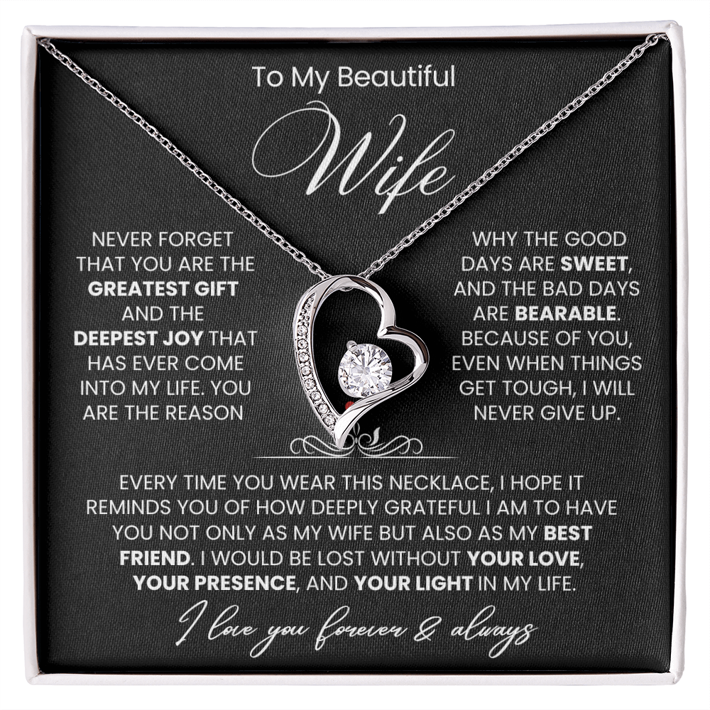To My Wife - Love Heart Necklace - You Are the Greatest Gift