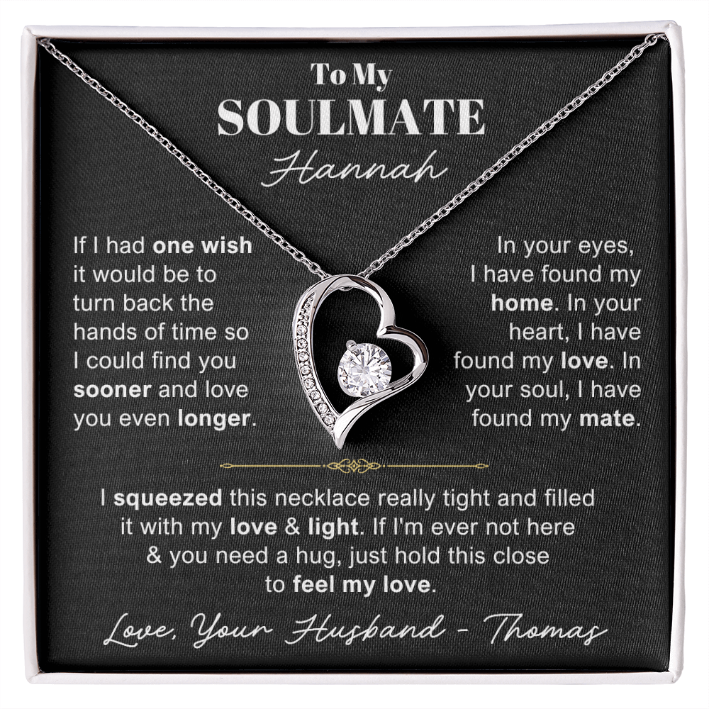 To My Soulmate - Love Heart Necklace - You Are the Woman of My Dream Message Card Gift