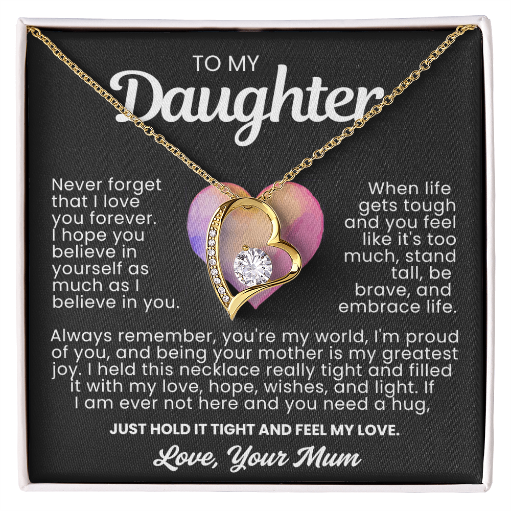 To My Daughter Necklace from Mum - Love Heart Necklace - You Are My World Gift