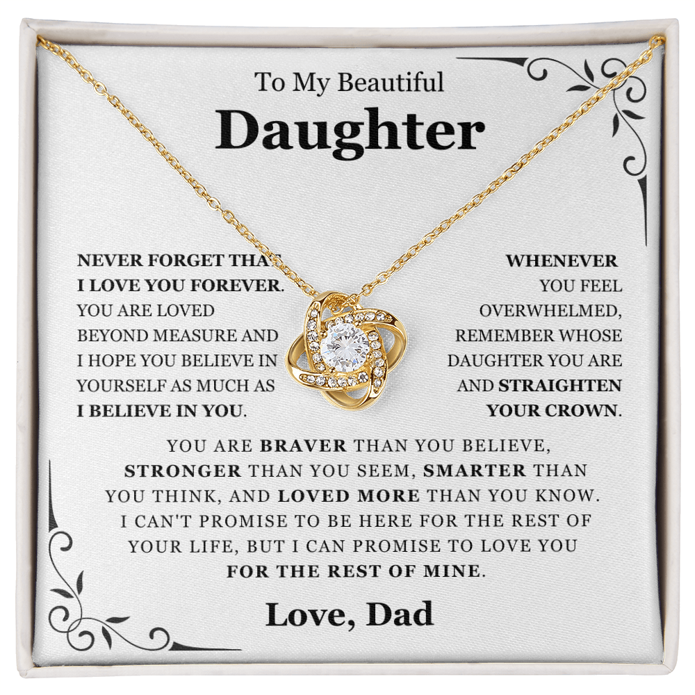 To My Daughter from Dad - Love Knot Necklace - Love You Forever Message Card Gift