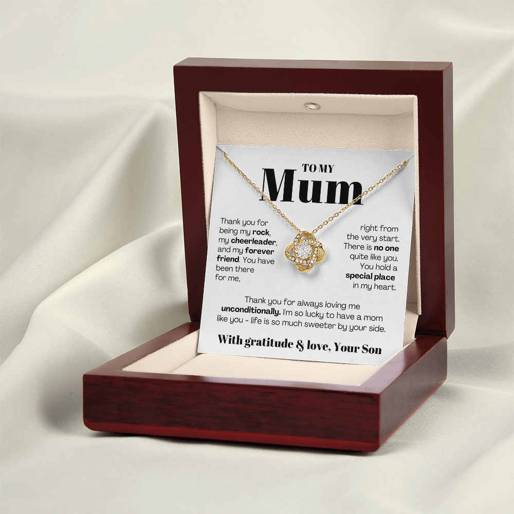 To My Mum - Love Knot Necklace - Lucky to Have You as My Mum