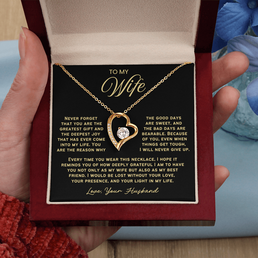 To My Wife - Love Heart Necklace - You Are the Greatest Gift from Husband