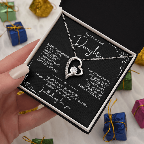 We Are Family At Heart - Necklace Gift for Bonus Daughter