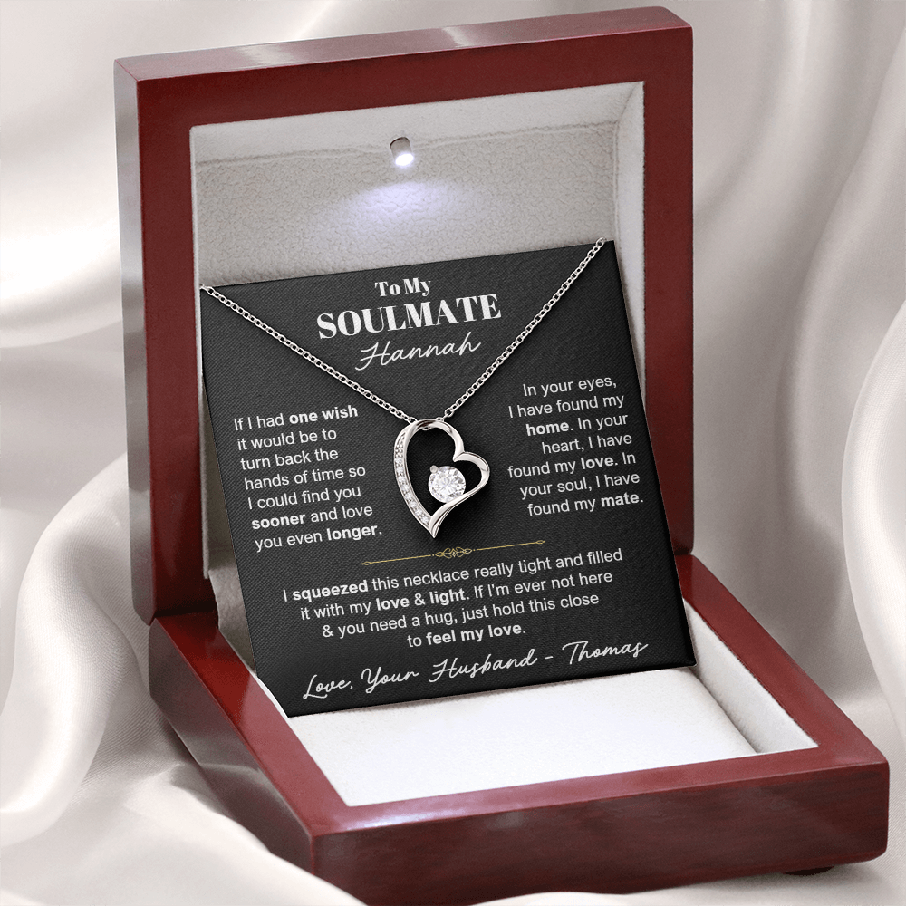 To My Soulmate - Love Heart Necklace - Personalizable Gift Set from Husband