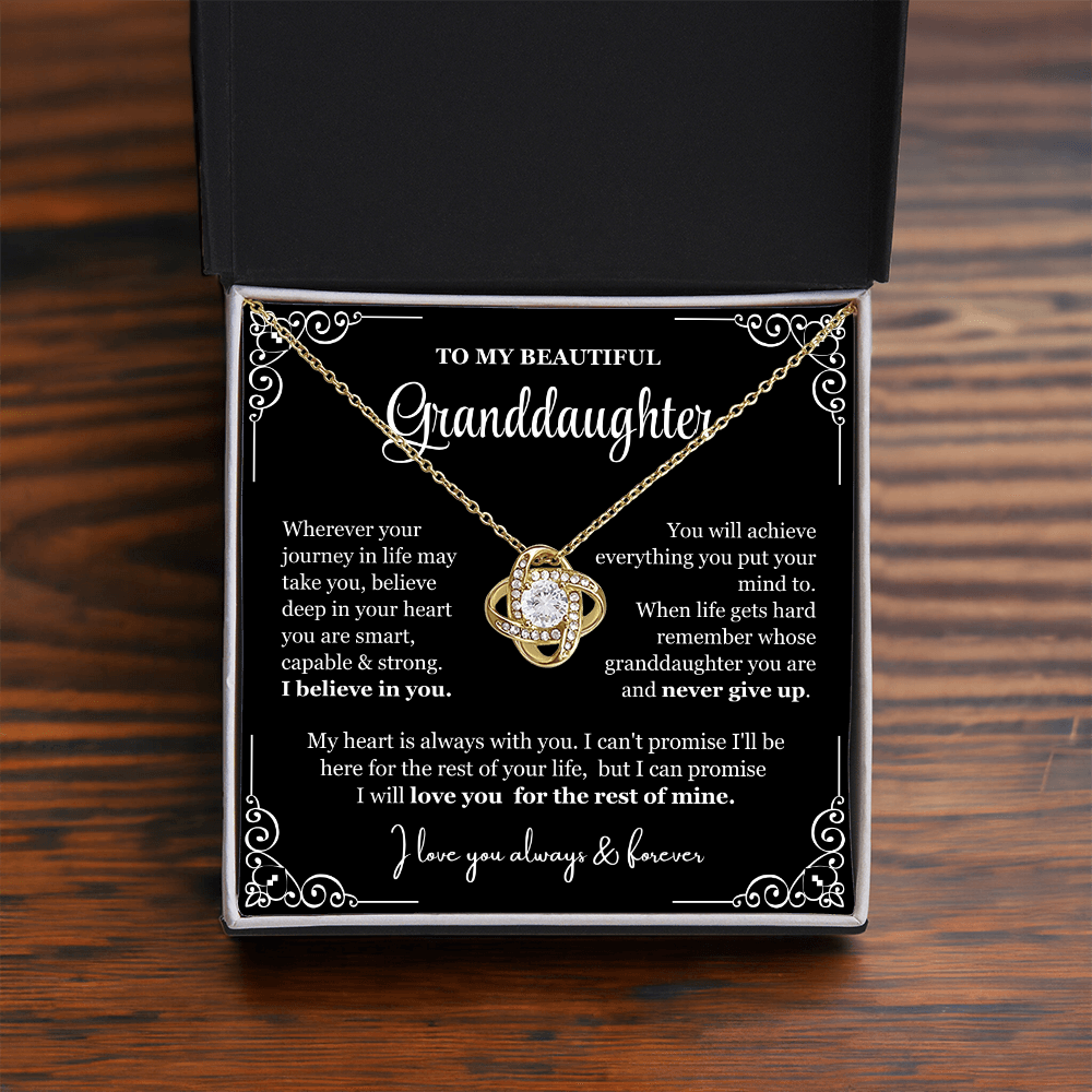 To My Granddaughter - Love Knot Necklace - Love You For The Rest Of Mine Gift Box