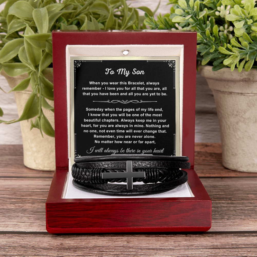 To My Son - Cross Bracelet - Love You for All You Are Message Card Gift
