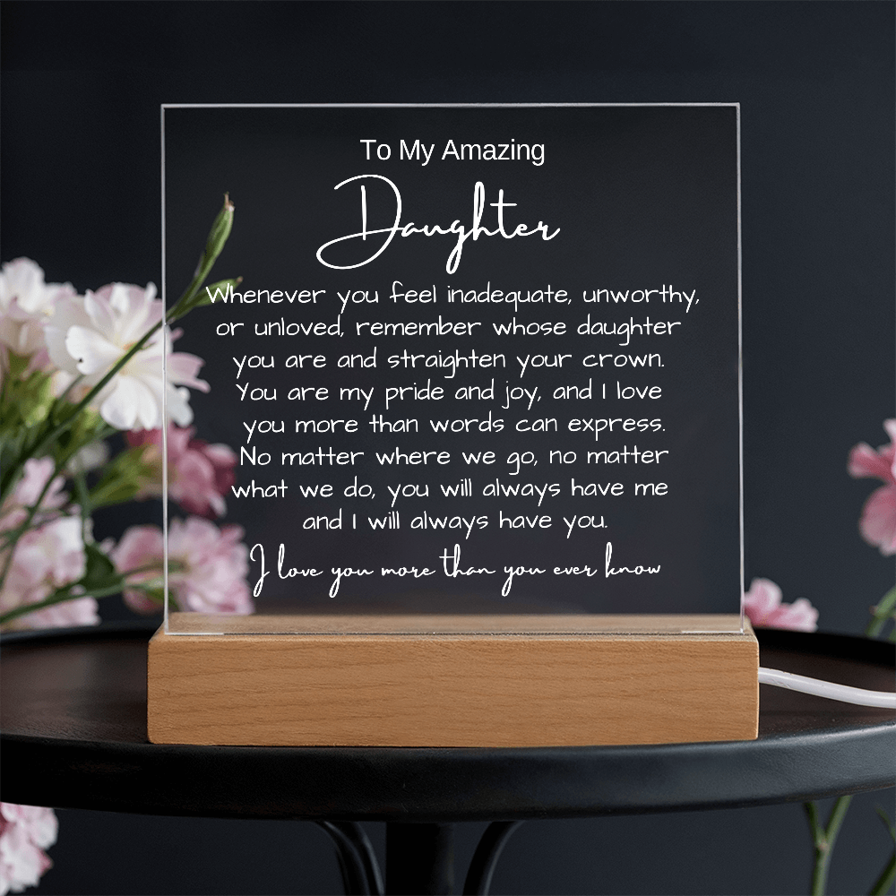 To My Daughter - Acrylic Plaque Nightlight LED Lamp Heartfelt Message gift