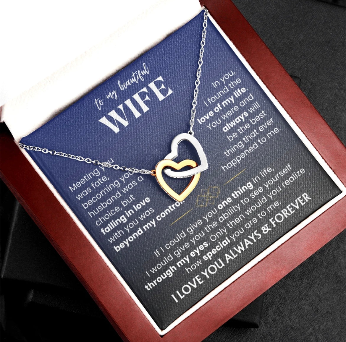 To My Wife - Linked Hearts Necklace - Love You Always