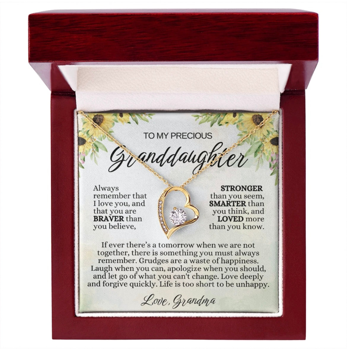 To My Granddaughter - Love Heart Necklace - Loved More Than You Know Gift