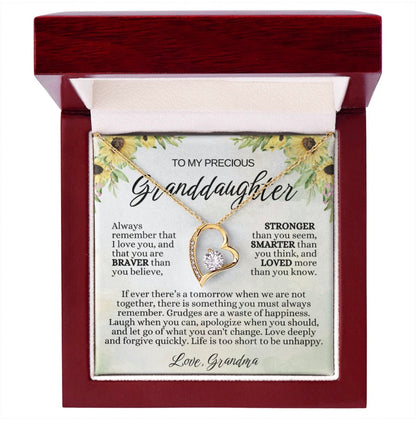 To My Granddaughter - Love Heart Necklace - Loved More Than You Know Gift