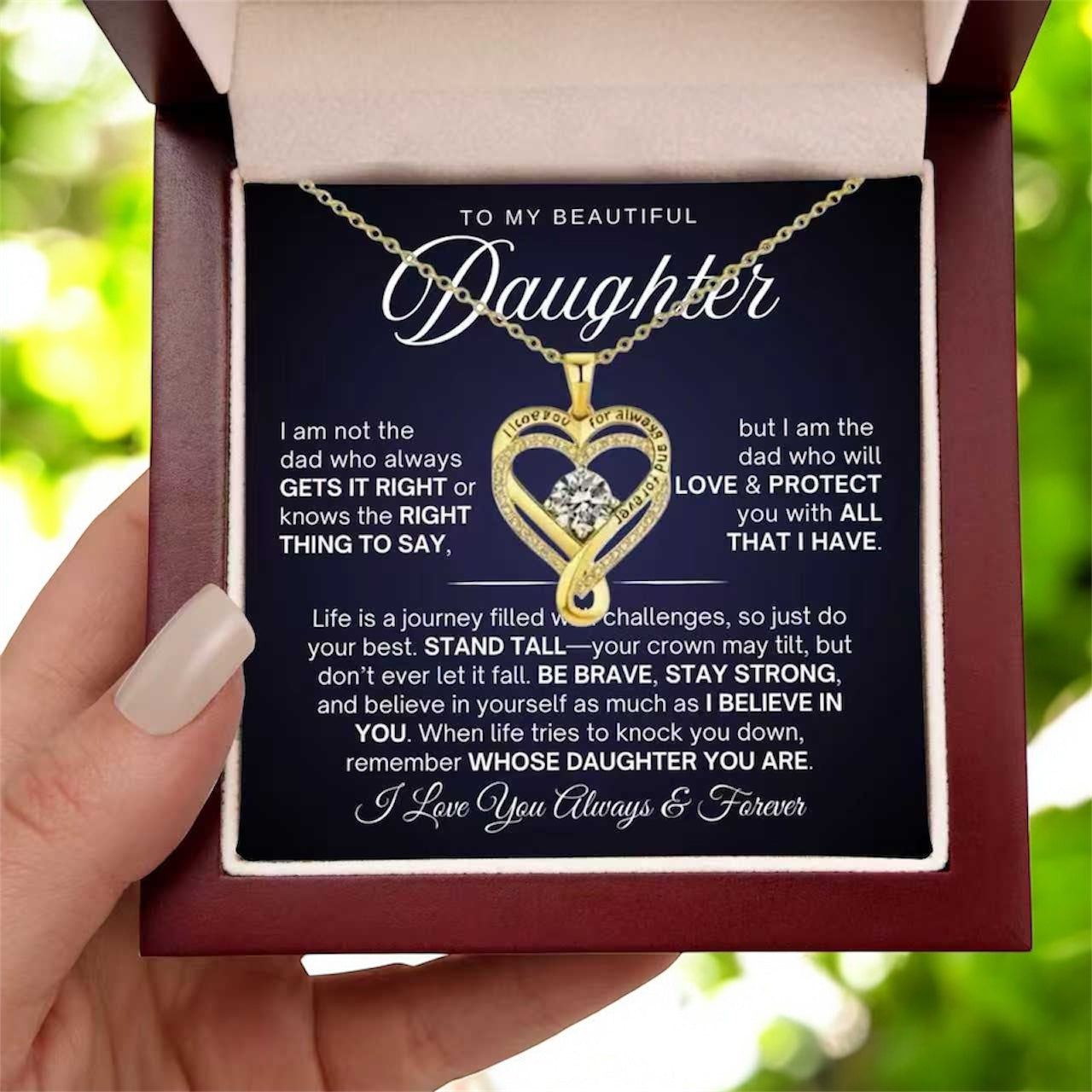 To My Daughter - Double Hearts Necklace - Believe In Yourself Gift