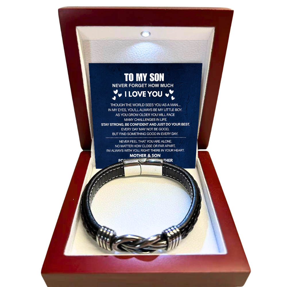 To My Son - Linked Bracelet - Right There In Your Heart Message Card Gift