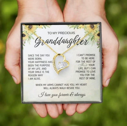 To My Granddaughter - Love Heart Necklace - My Heart Walks Beside You Gift