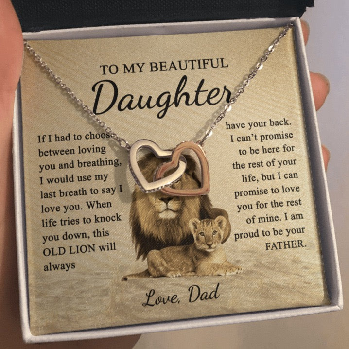To My Daughter from Dad - Linked Hearts Necklace - Love You Forever