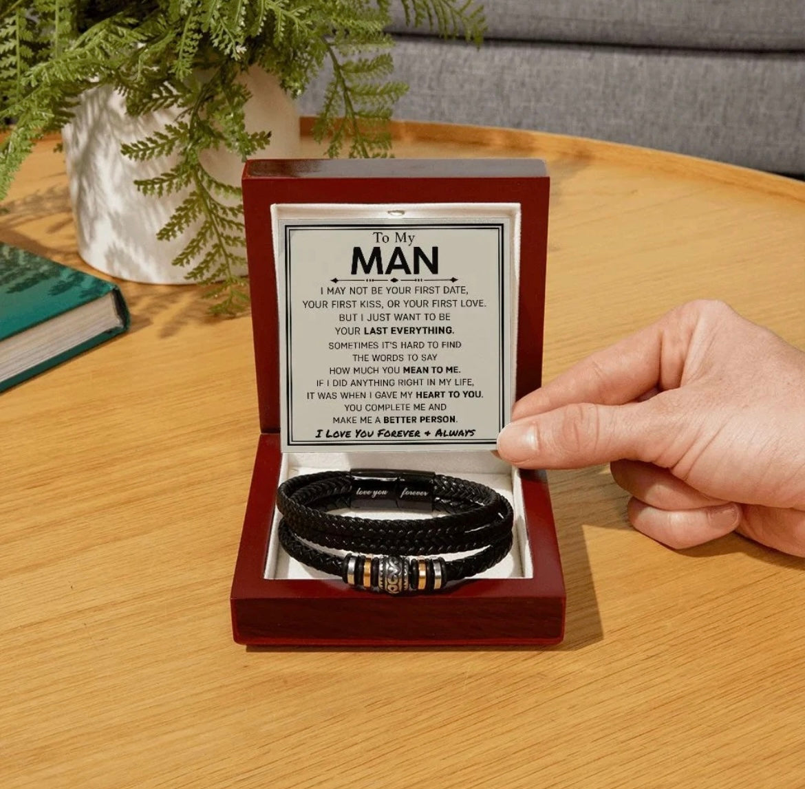 To My Man - Love You Forever Bracelet - Christmas Anniversary Gift