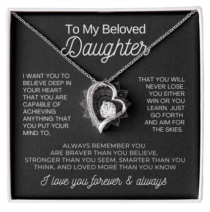 To My Daughter Necklace from Dad - Love Heart Necklace - Aim for the Skies