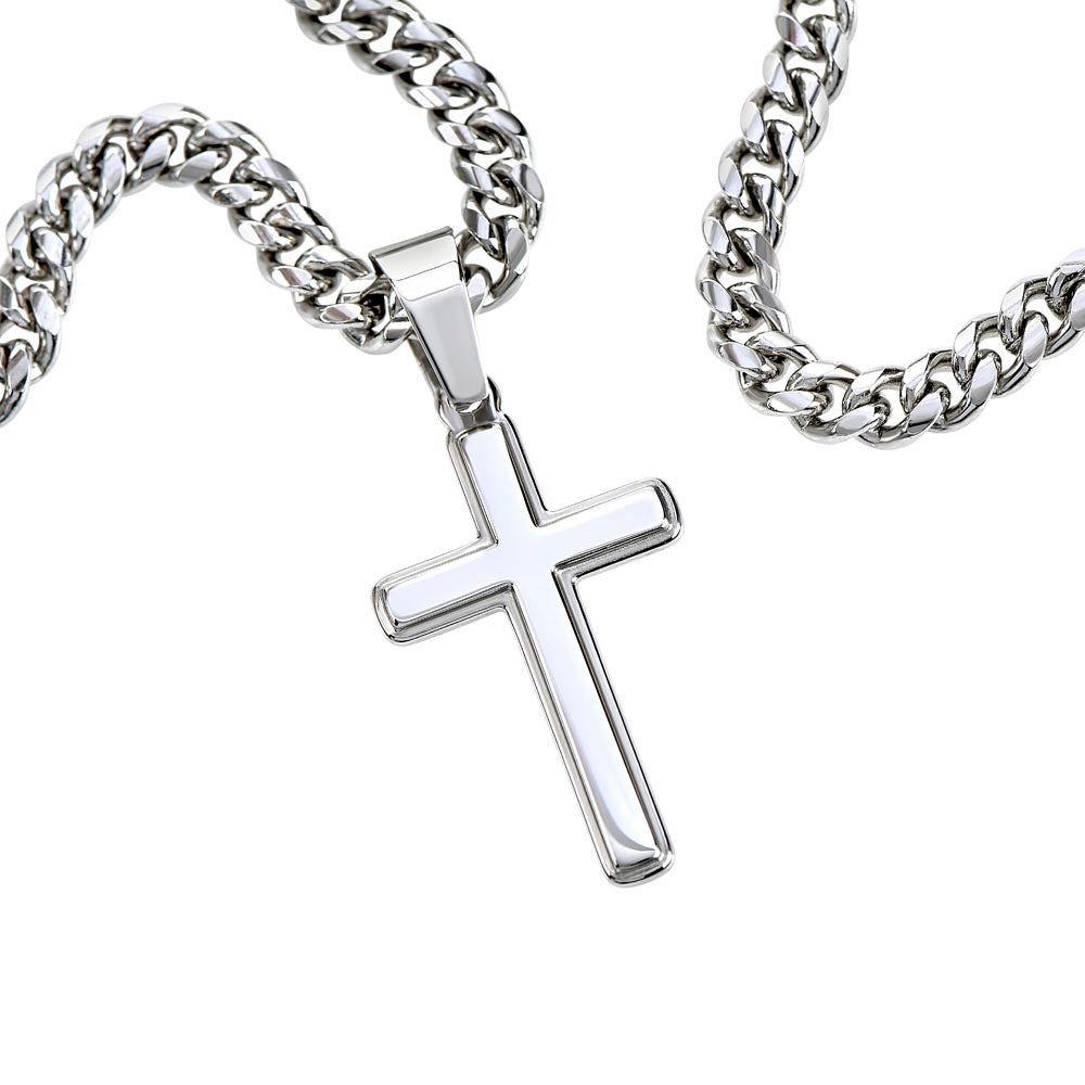 To My Son - Cuban Link Cross Necklace - I Love You Forever