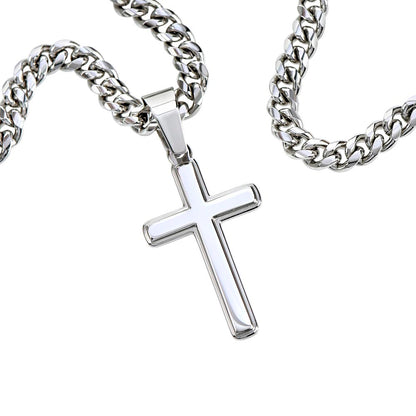 To My Son - Cuban Link Cross Necklace - I Love You Forever