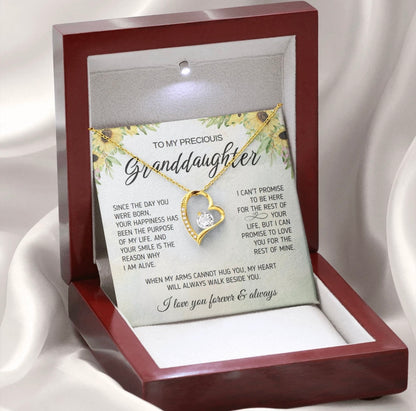 To My Granddaughter - Love Heart Necklace - My Heart Walks Beside You Gift