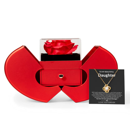 To My Daughter - Love Knot Necklace - Eternal Flower Gift Box