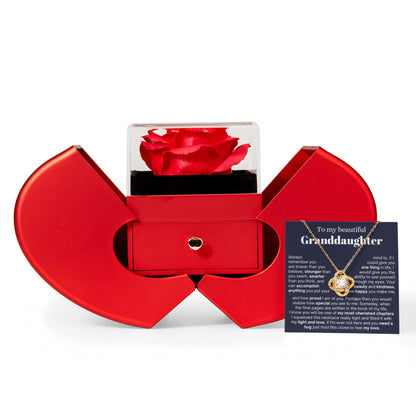 To My Granddaughter - Love Knot Necklace - Eternal Flower Gift Box