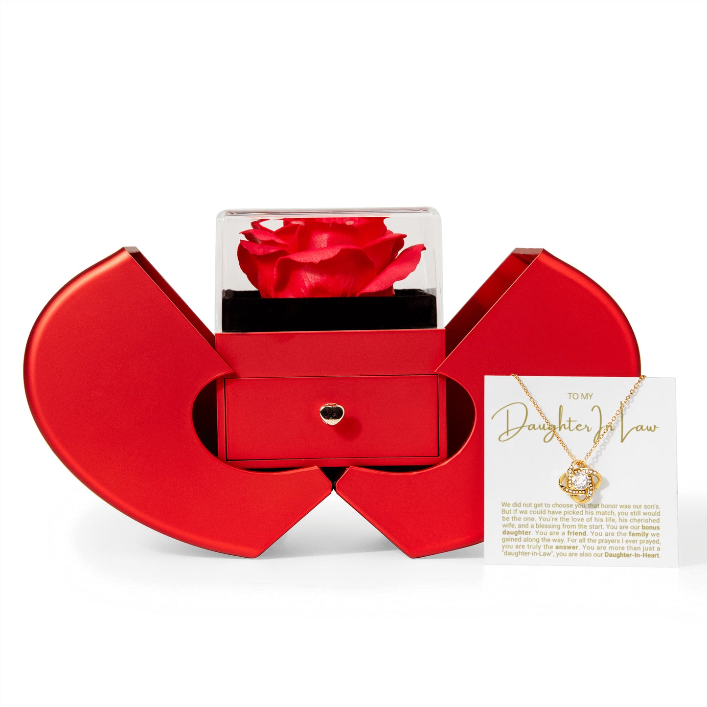 To My Daughter-In-Law Necklace - Love Knot Necklace - Eternal Rose Gift Box