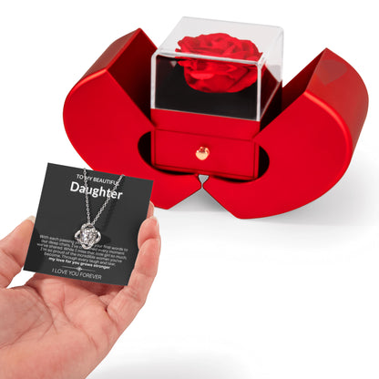 To My Daughter - Love Knot Necklace - Eternal Flower Gift Box