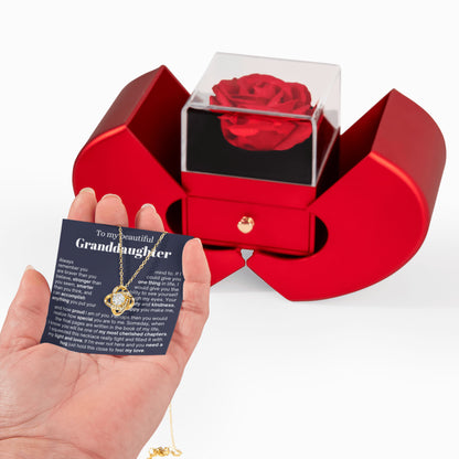 To My Granddaughter - Love Knot Necklace - Eternal Flower Gift Box
