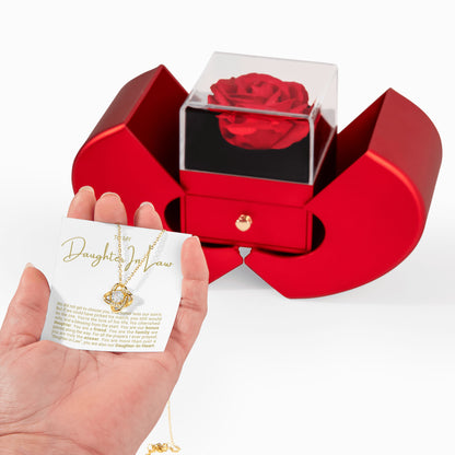 To My Daughter-In-Law Necklace - Love Knot Necklace - Eternal Rose Gift Box