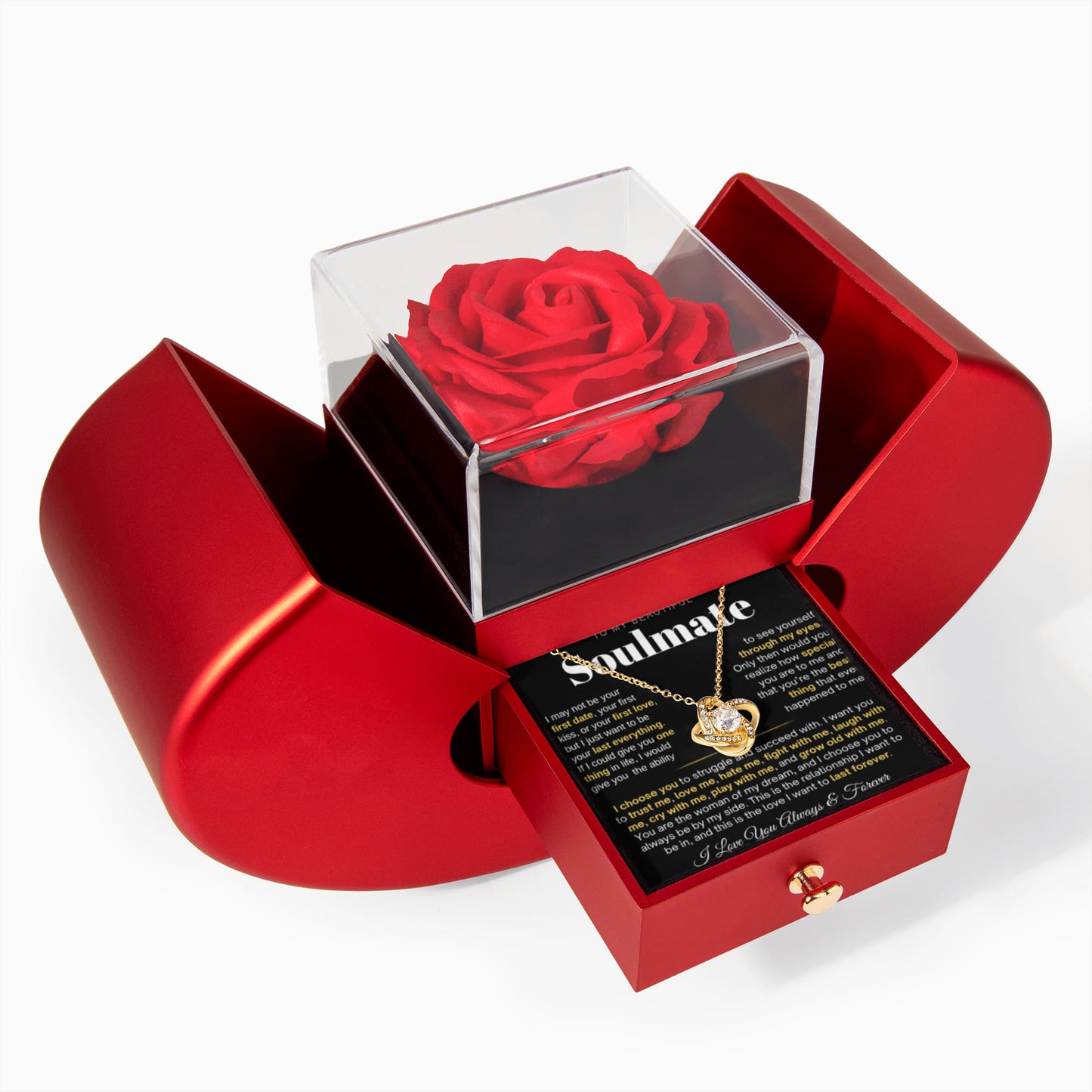 To My Soulmate Necklace - Love Knot Necklace - Eternal Rose Gift Box