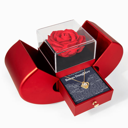 To My Bonus Daughter - Love Knot Necklace - Eternal Flower Gift Box