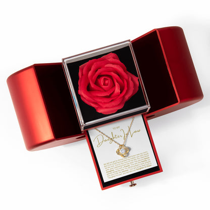To My Daughter-In-Law Necklace - Love Knot Necklace - Eternal Rose Gift Box