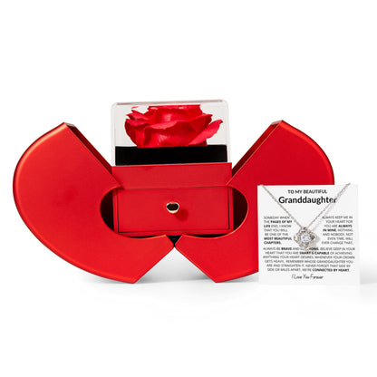 To My Granddaughter - Love Knot Necklace - Eternal Flower Gift Box