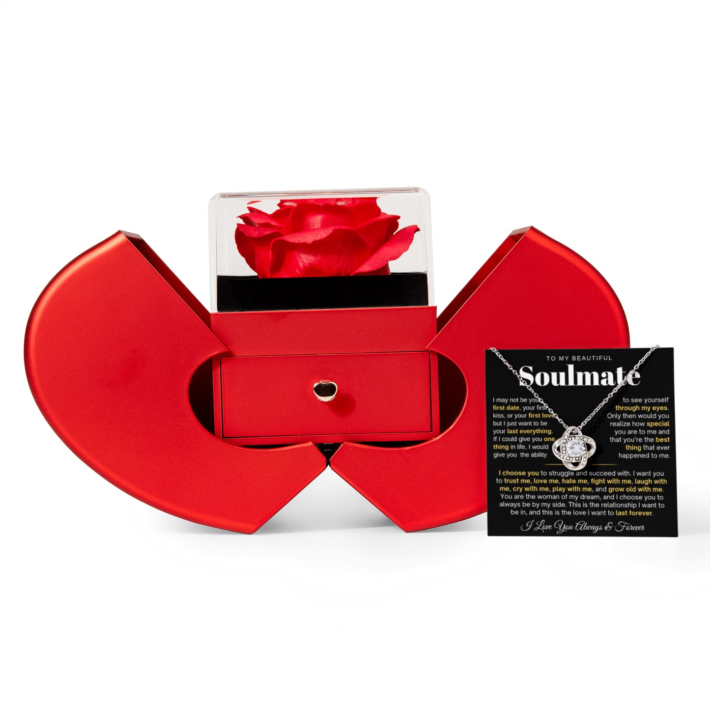 To My Soulmate Necklace - Love Knot Necklace - Eternal Rose Gift Box