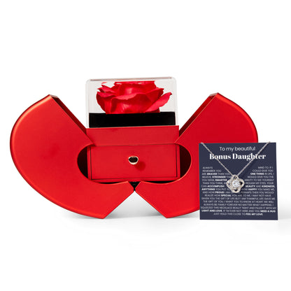 To My Bonus Daughter - Love Knot Necklace - Eternal Flower Gift Box