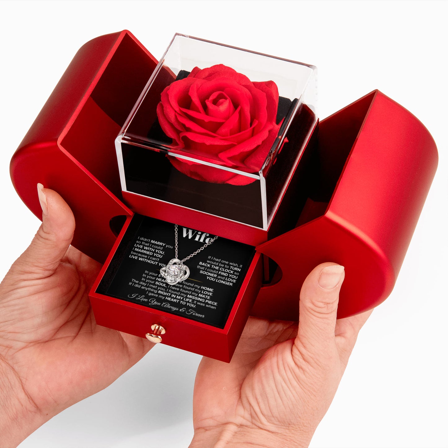 To My Wife Necklace - Love Knot Necklace - Eternal Rose Gift Box