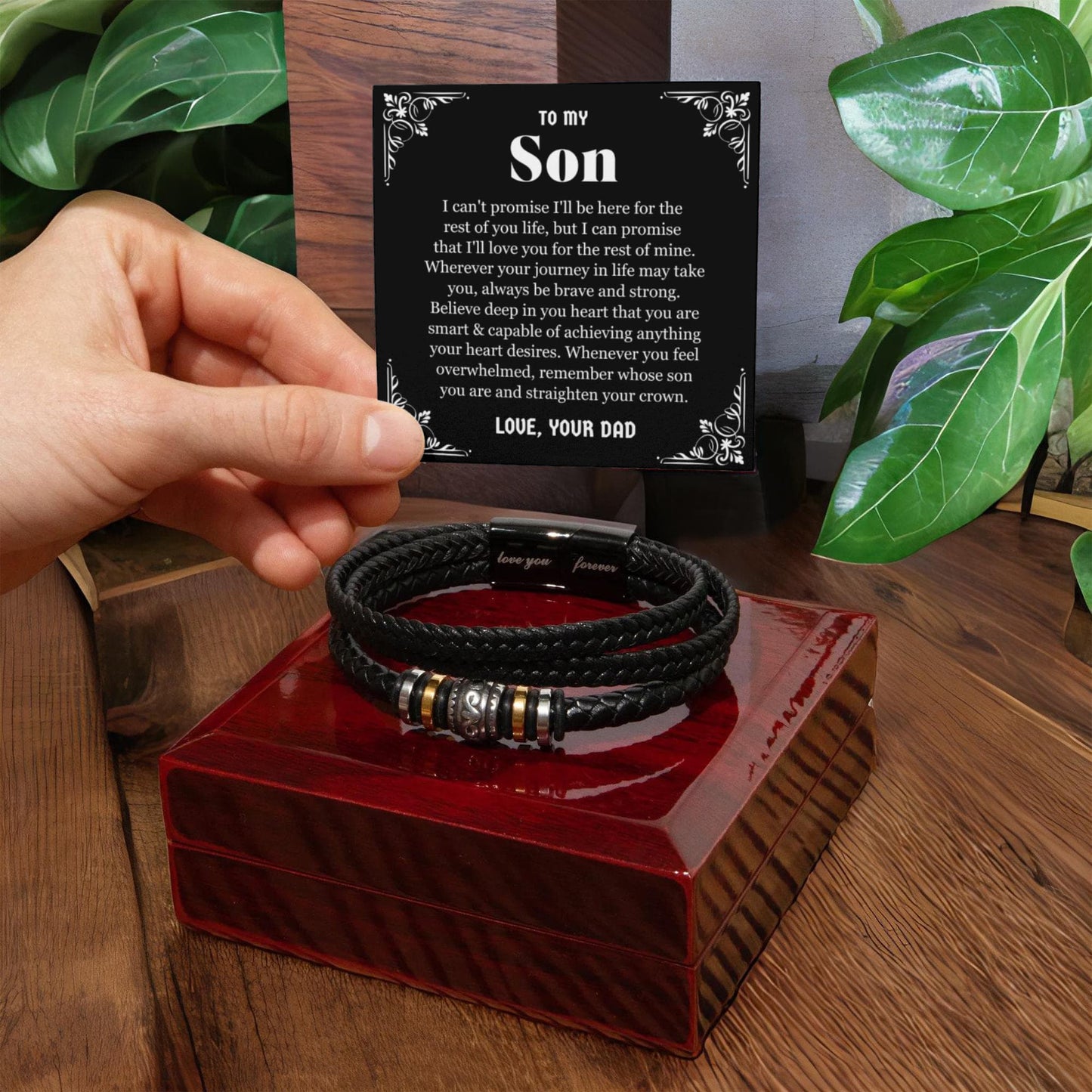 To My Son - Cross Bracelet - Grateful You Are My Son Message Card Gift