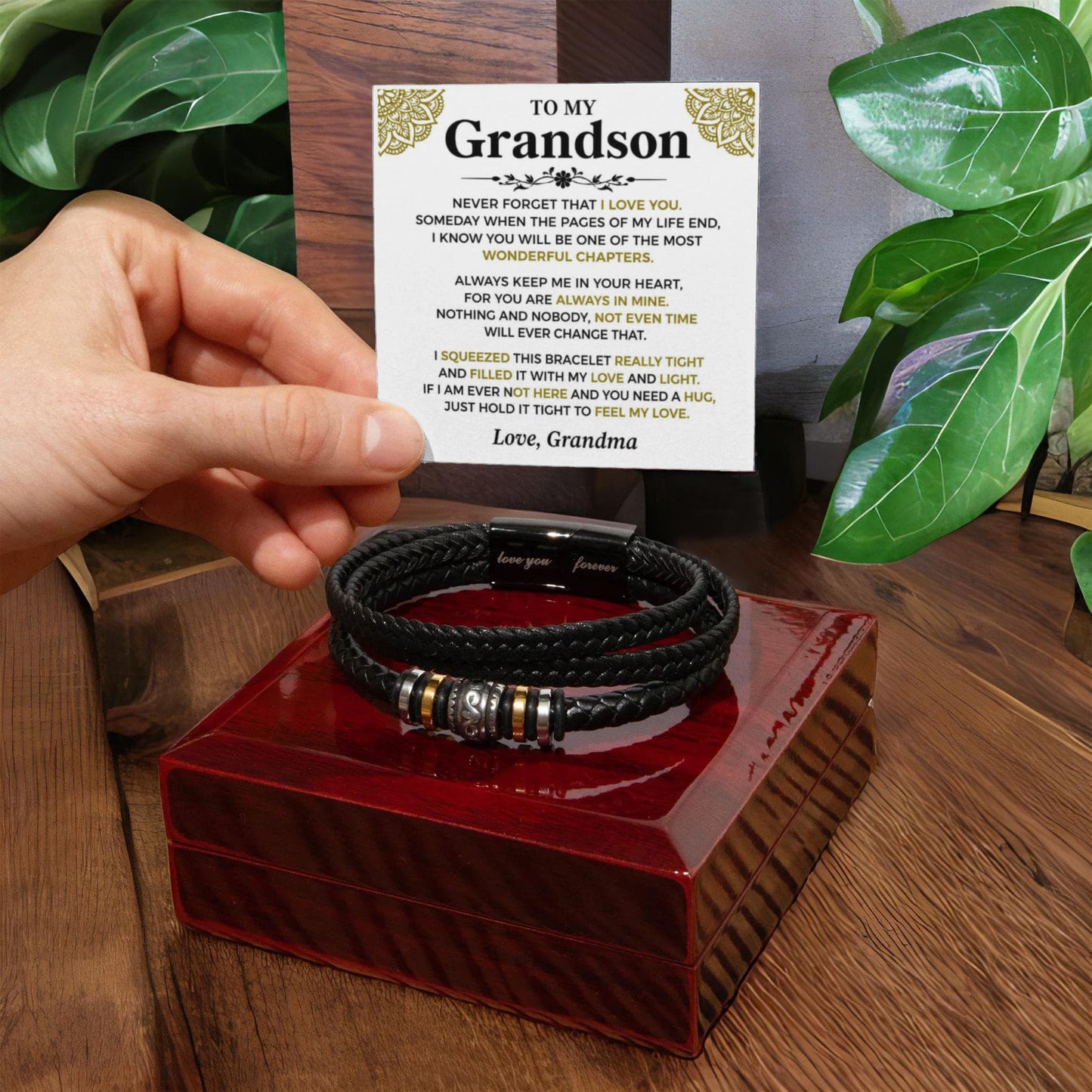 To My Grandson - Love You Forever Bracelet Gift