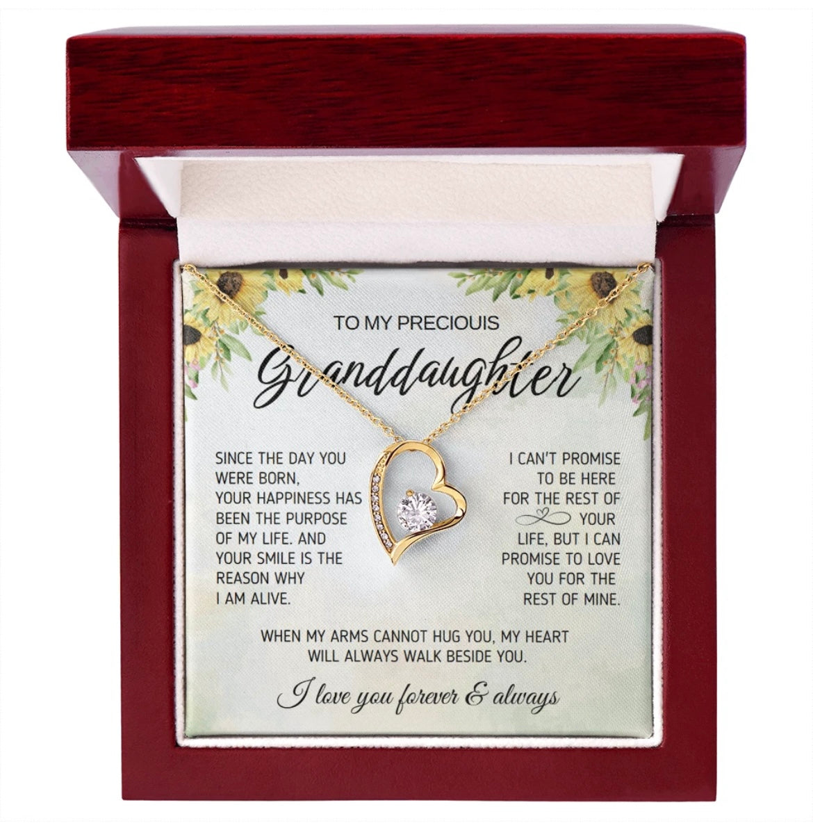 To My Granddaughter - Love Heart Necklace - My Heart Walks Beside You Gift