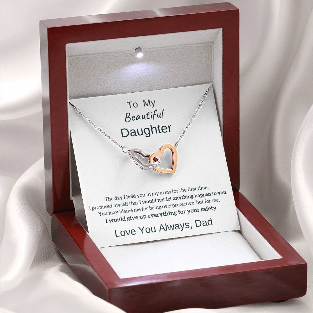 To My Daughter from Dad - Linked Hearts Necklace - Love You Always