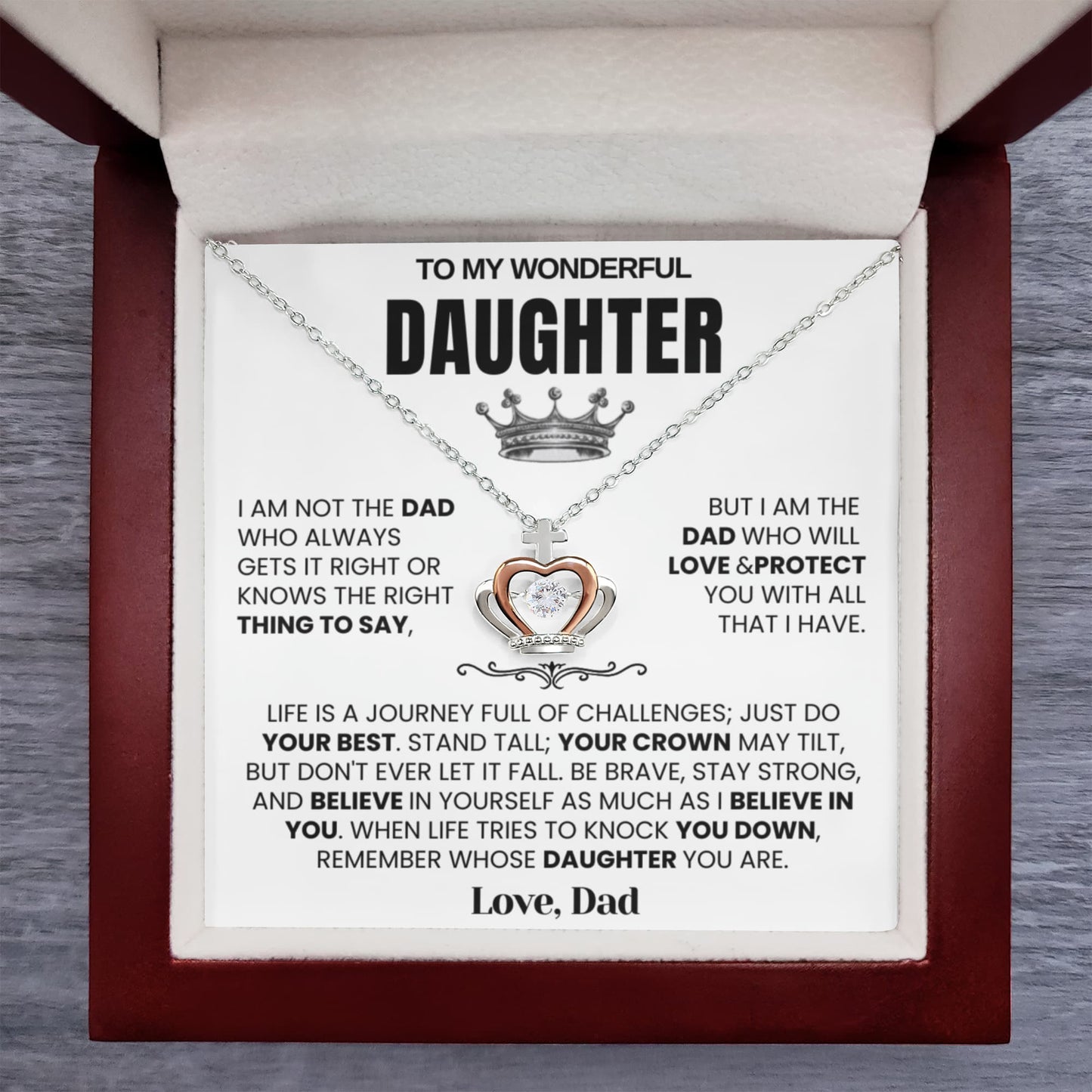To My Daughter - Crown Necklace - Believe in Yourself